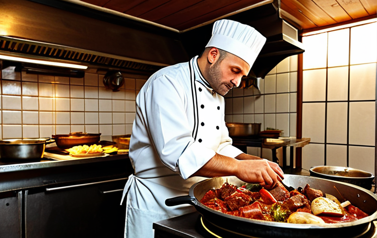 **

"A chef in a traditional Croatian 'konoba' (restaurant), fully clothed in chef's attire, preparing 'peka' (meat and vegetables slow-cooked under a bell), safe for work, appropriate content, perfect anatomy, natural proportions, warm lighting, family-friendly atmosphere."

**