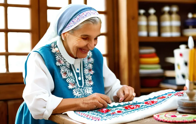 크로아티아 전통 의상과 문화 - **Prompt 2: Serene Dalmatian Coastal Artisan**
    "A Croatian woman, gracefully engaged in a tradit...