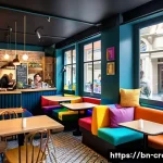 Home 20 크로아티아의 LGBTQ 친화적인 공간 - A vibrant LGBTQ+ friendly café scene in Zagreb, Croatia, showing diverse patrons of various ages and...